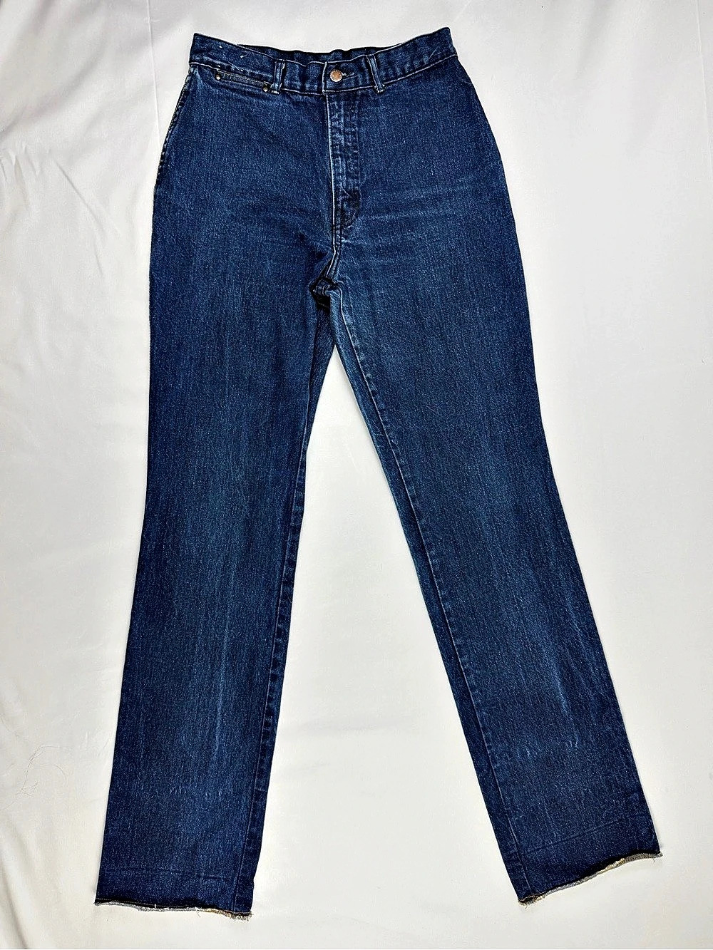 Vintage 70s Pentimento Flare Jeans High Rise Dark Wash Unique Pockets 30x35